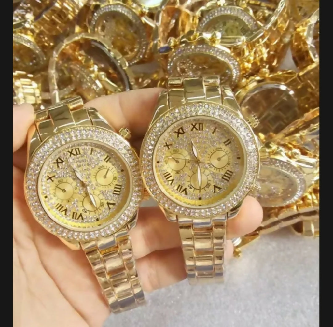 Golden Crystan Roman Dial Watch