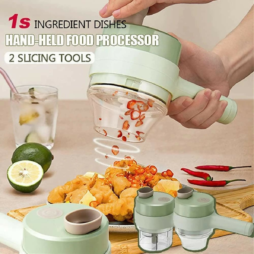 4 In 1 Portable Electric Vegetable Cutter Set Mini Wireless Food Processor Garlic Chili Onion Celery Ginger Meat Garlic Chopper