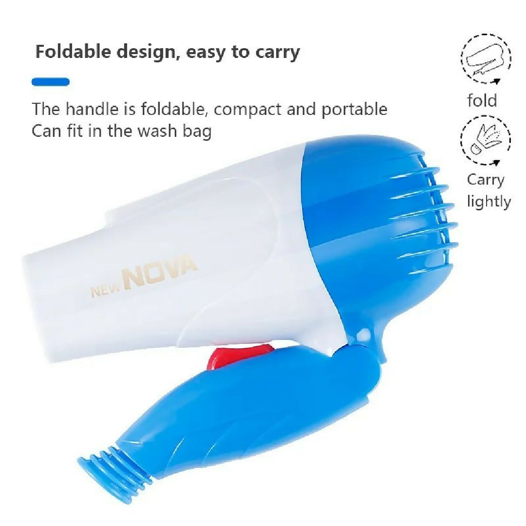 Nova Professional Foldable Hair Dryer-1000 Watt Travel Friendly Styling Tool