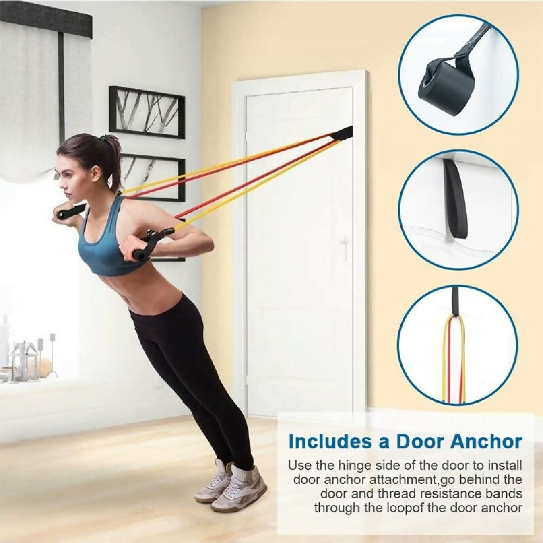 11 Piece Power Resistance Band Set Strength Training Yoga Sports Fitness Band Equipment for Men and Women