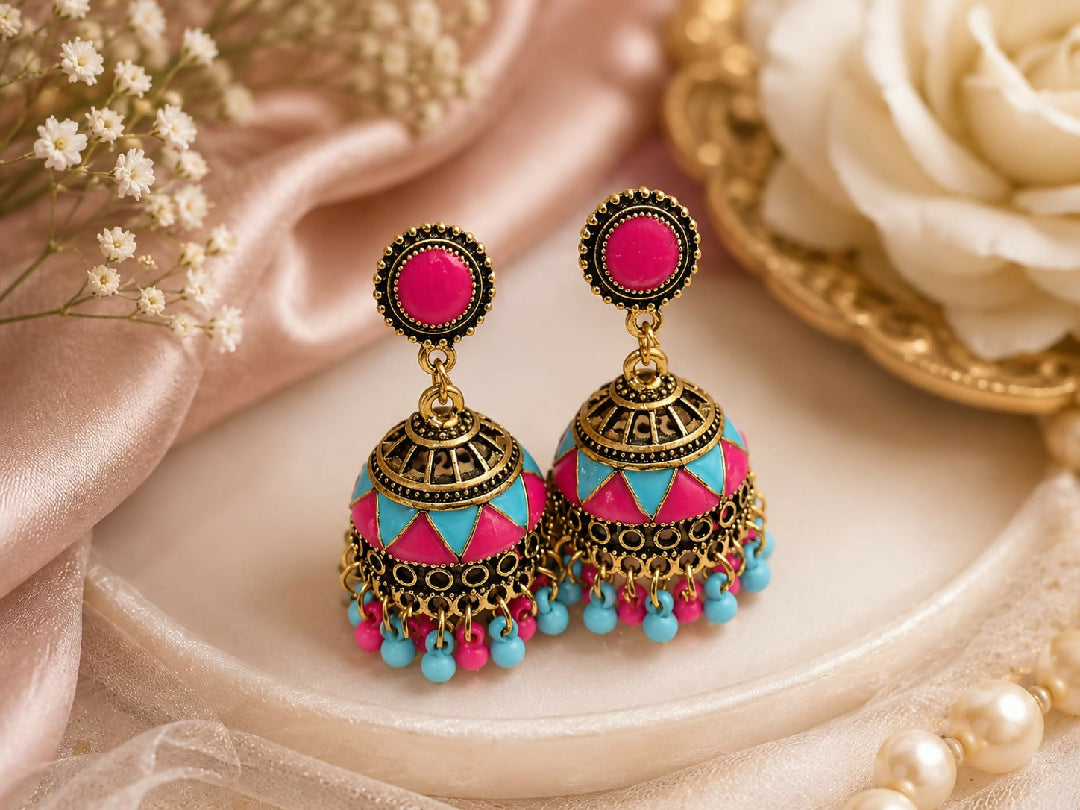 Colorful Traditional Jhumka Earrings for Women