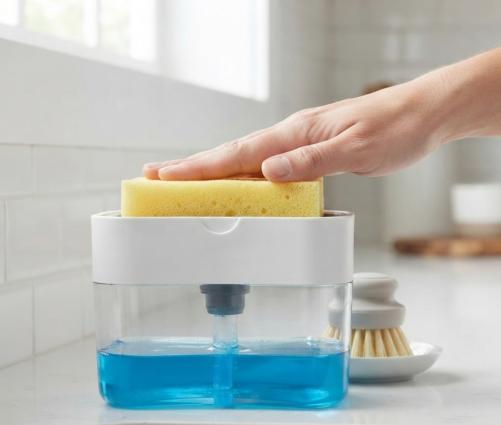 2-in-1 Kitchen Soap Dispenser With Sponge - Soap Pump Holder - Kitchen Dishwashing Soap Holder - Soap Pump Dispenser