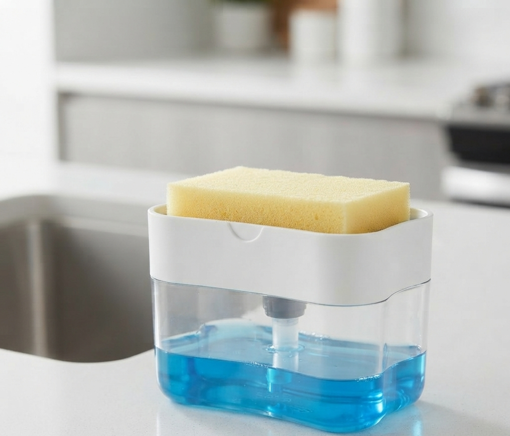 2-in-1 Kitchen Soap Dispenser With Sponge - Soap Pump Holder - Kitchen Dishwashing Soap Holder - Soap Pump Dispenser