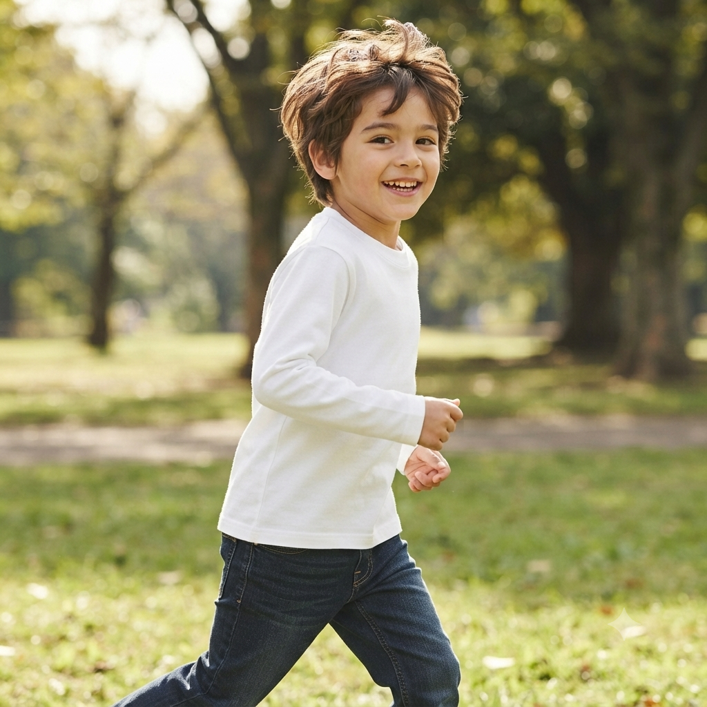 Kids Round Neck   White
