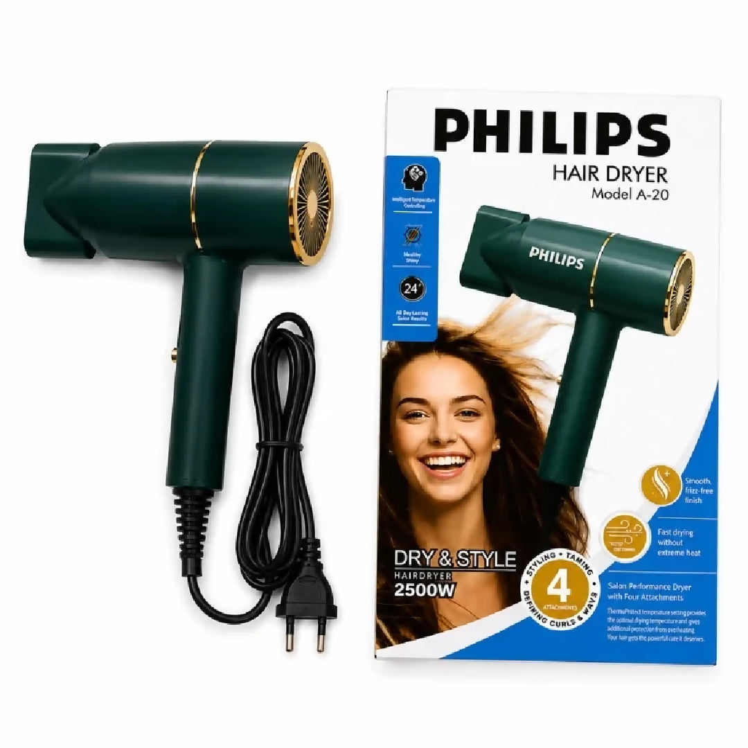PHILIPS A-20 Hair Dryer 2500W Salon Performance Hair Dryer Intelligent Style Adapt Technology Negative Ions
