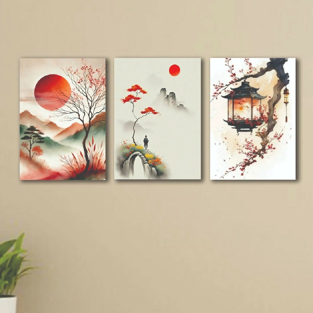 Set of 3 Premium Wall Art Photo Tiles Modern Home Decor Sets 8x11