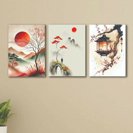 Set of 3 Premium Wall Art Photo Tiles Modern Home Decor Sets 8x11