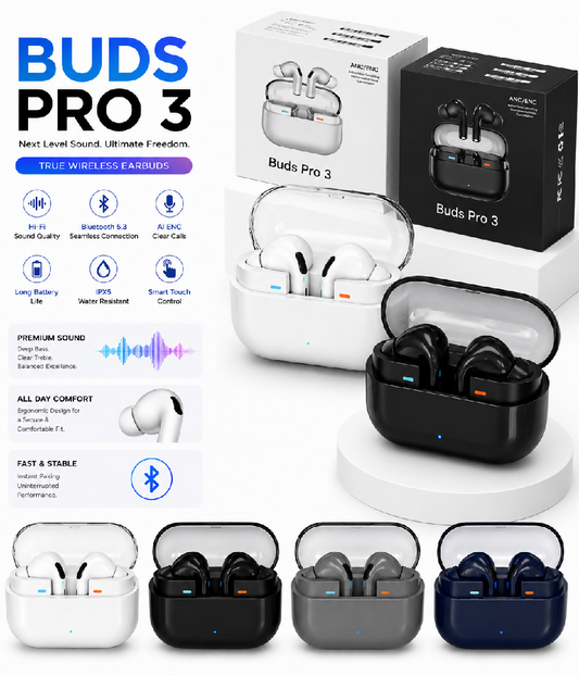 Buds Pro 3 Bluetooth Wireless Earbuds Touch Control And Excellent Sound Quality