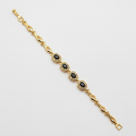 Midnight Onyx-Style Halo Link Bracelet