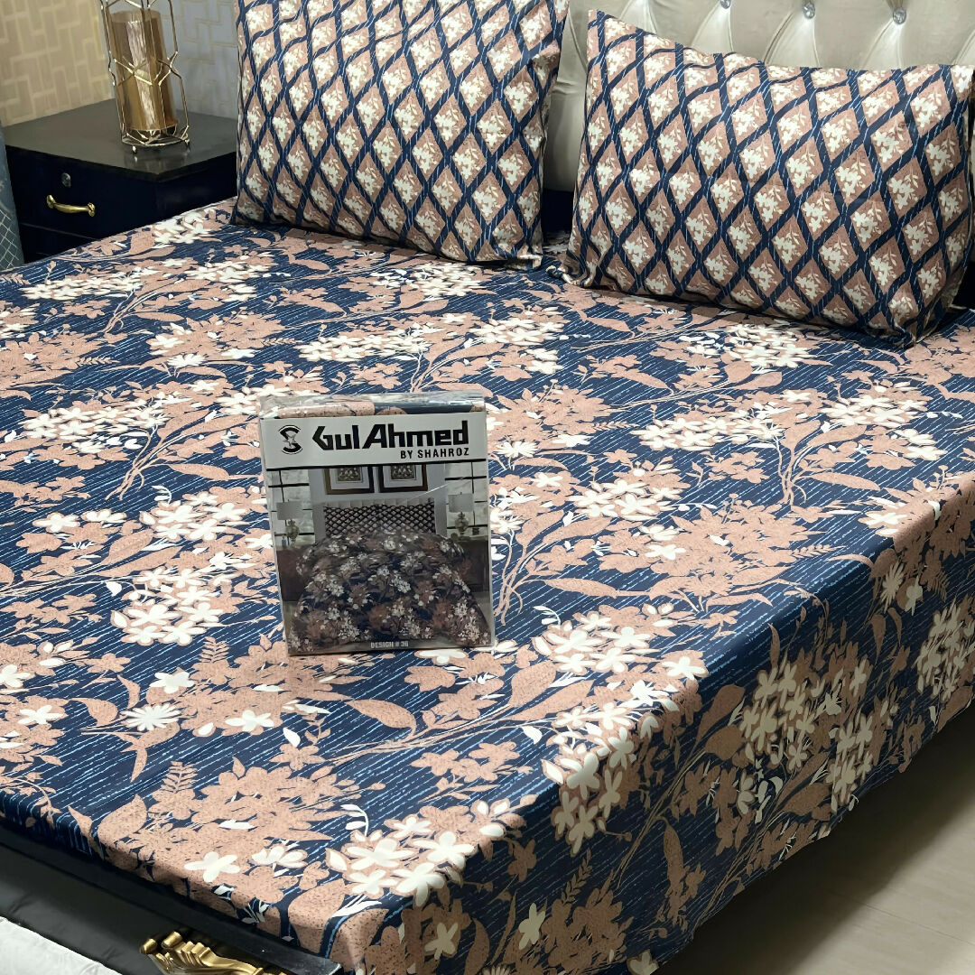 Premium Cotton Salonica Printed King Size Double Bed Sheet with 2 Pillow Covers for Gifting and Home Use