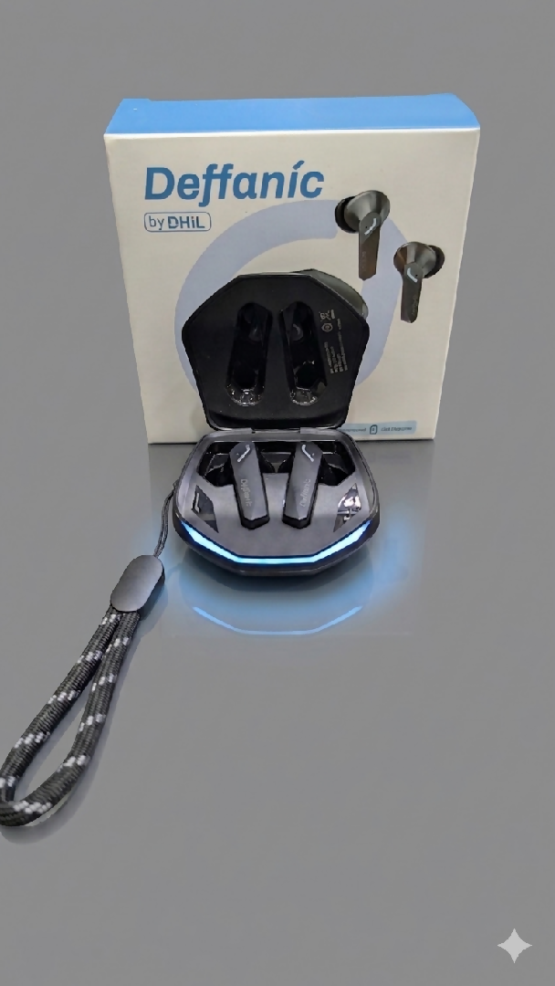 Deffanic by DHIL Wireless Gaming Earbuds Low Latency Bluetooth with RGB LED Charging Case And Lanyard