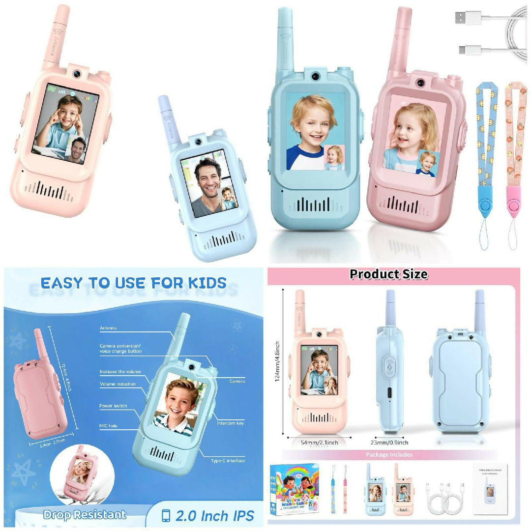 2pcs Set Rechargeable Walkie Talkies with Screen Display and Voice Changer
