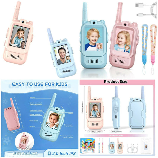 2pcs Set Rechargeable Walkie Talkies with Screen Display and Voice Changer