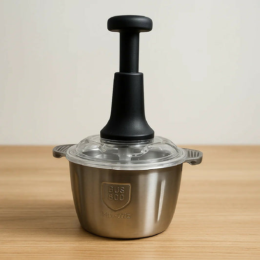 Assorted Stainless Steel Manual Food Chopper 2L - Multi Purpose Vegetable Fruit And Nut Cutter With Hand Push Blades