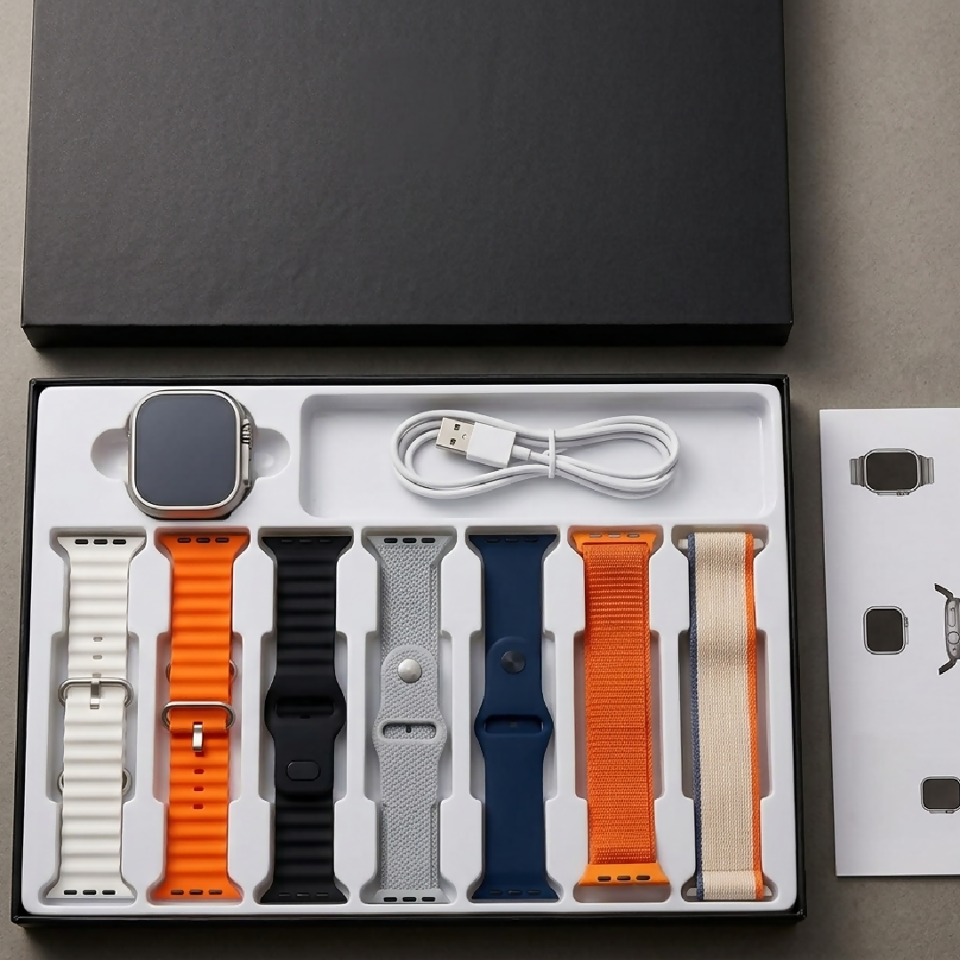 iMounra 2 BIG Ultra Smartwatch Random Box 7 in 1 Strap Multi-Color Bundle Premium Design Advanced Features Random Boxes