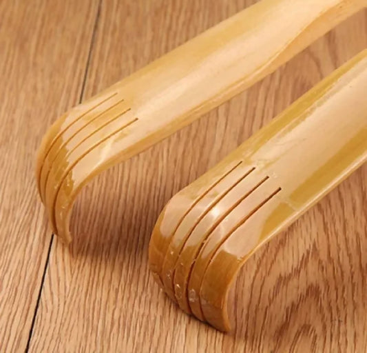 2 Pcs Wooden Back Scratcher Massage Stick Long Handle Backscratching Sticks with Roller for Itch Relief Body Relaxation