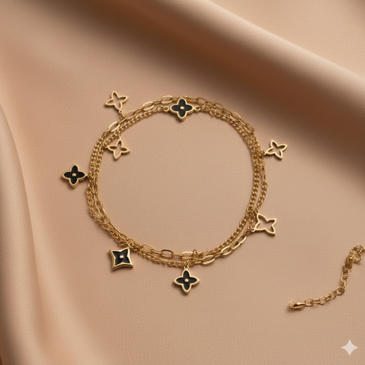 Vintage Noir Double-Layer Monogram Bracelet