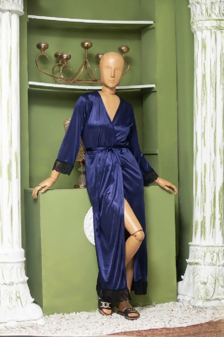 Elegant Luxury Silk Night Gown with Delicate Lace Trim Comfortable Sleepwear for Women Free Size