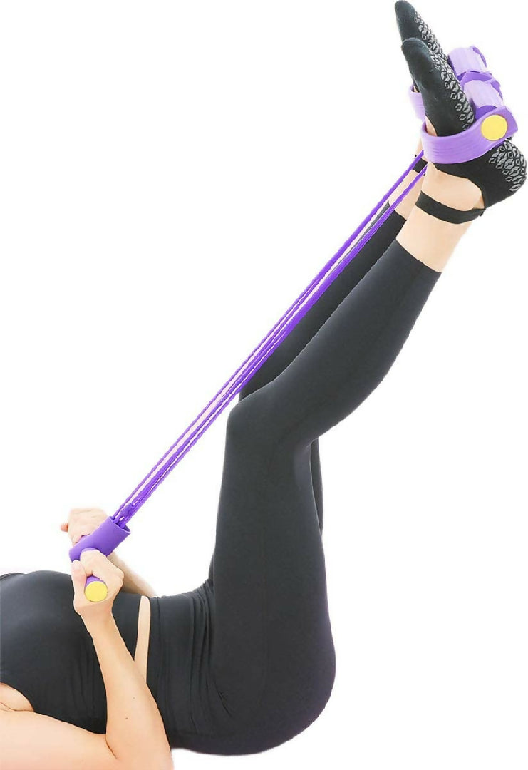 Foot Pedal Resistance Band Elastic Sit-Up Pull Rope Yoga Fitness Gym - Elastic Pull Ropes Tummy Trimmer - Random Color