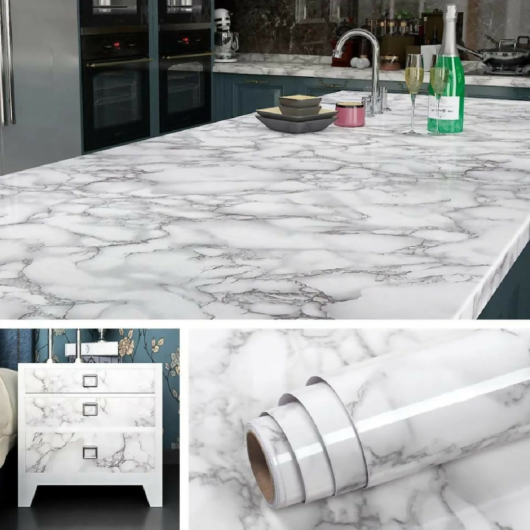 Black White Marble Sheet 60cm widht 2 meter length Self Adhesive Waterproof Wall Sticker
