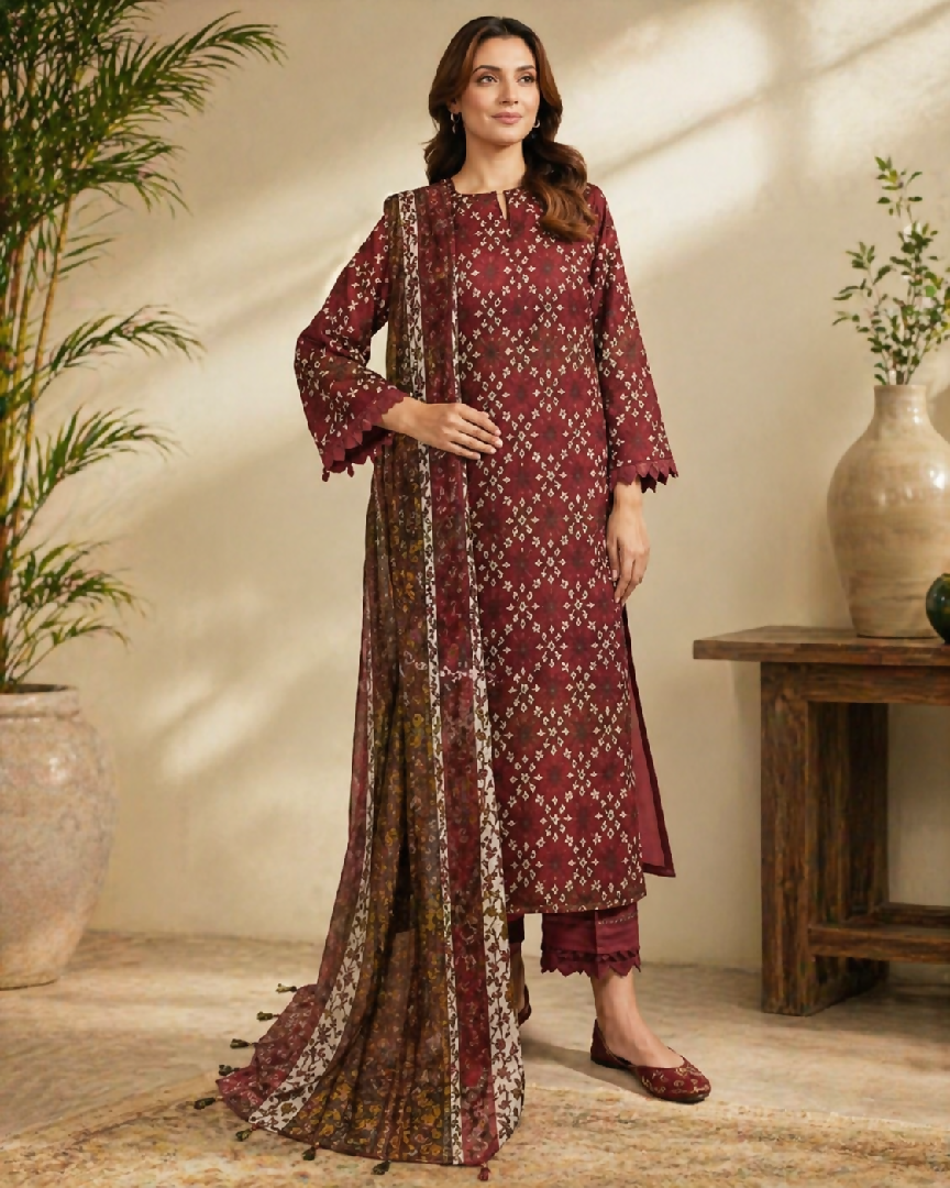 Unstitched Women Dress Lawn Summer Fashion Trendy New Arrival Printed 3pc Dress For Women
