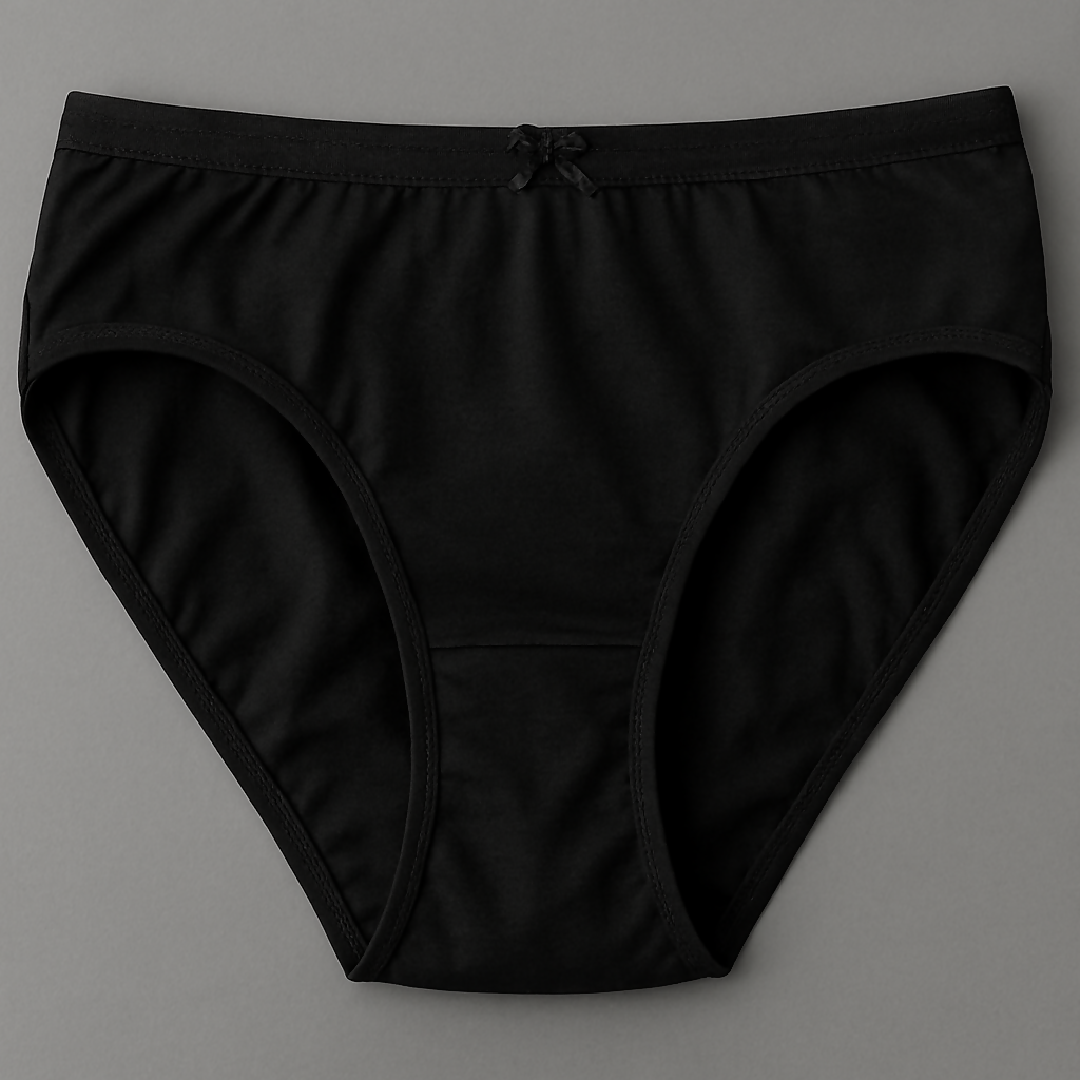Jersey Plain Panty for Women - Lightweight Comfortable Soft Everyday Wear Underwear - Available in Sizes S M L Black - Large