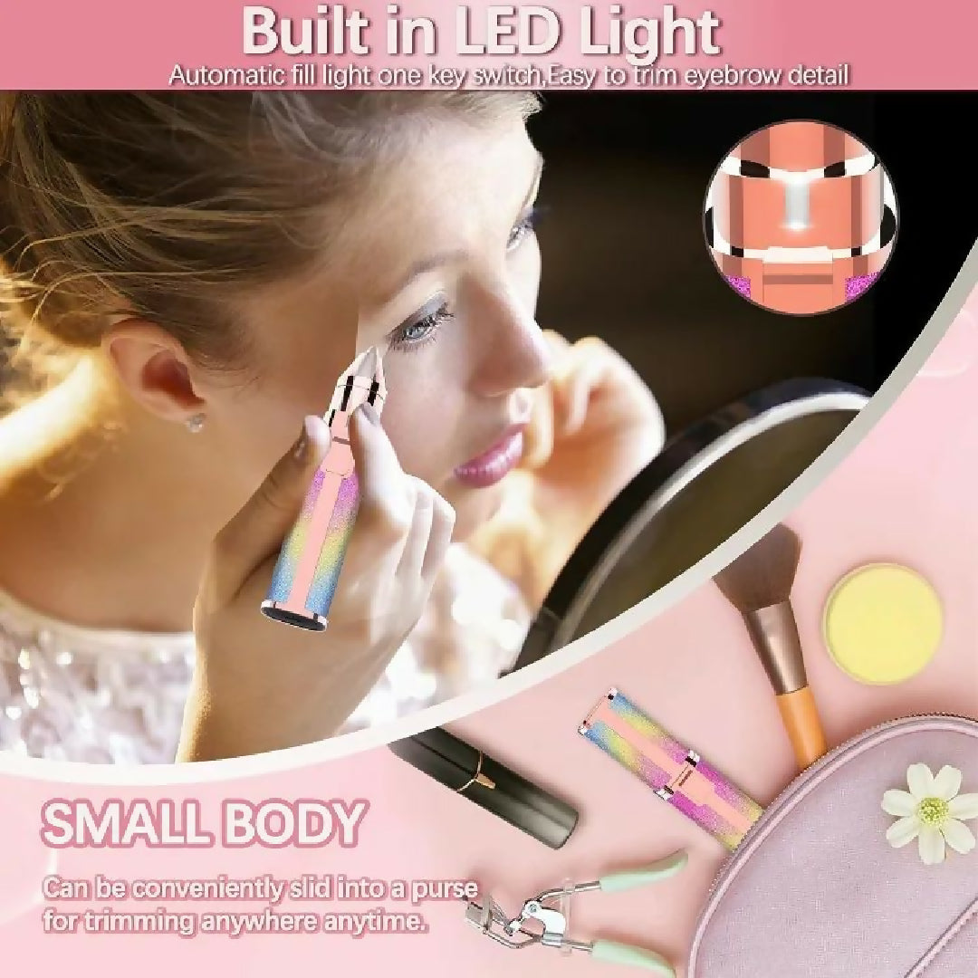 2in1 Electric Eyebrow Trimmer and Shaver Rechargeable Hair Remover for All Parts Use in Pen Flawless Hair Remover Rechargeable Painless Precision Eyebrow Trimmer and Eyebrow Razor Tool with LED Light