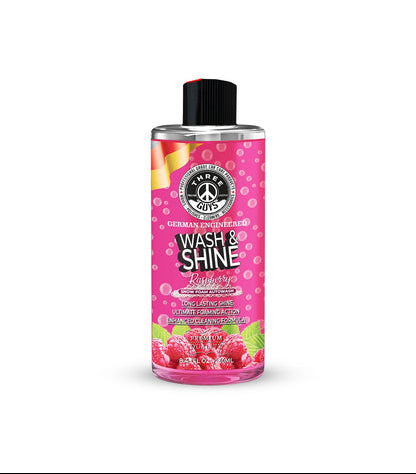 Three Guys Wash and Wax Shampoo Raspberry 250ML  2 in 1 Car Cleaner and Wax with Fresh Raspberry Scent