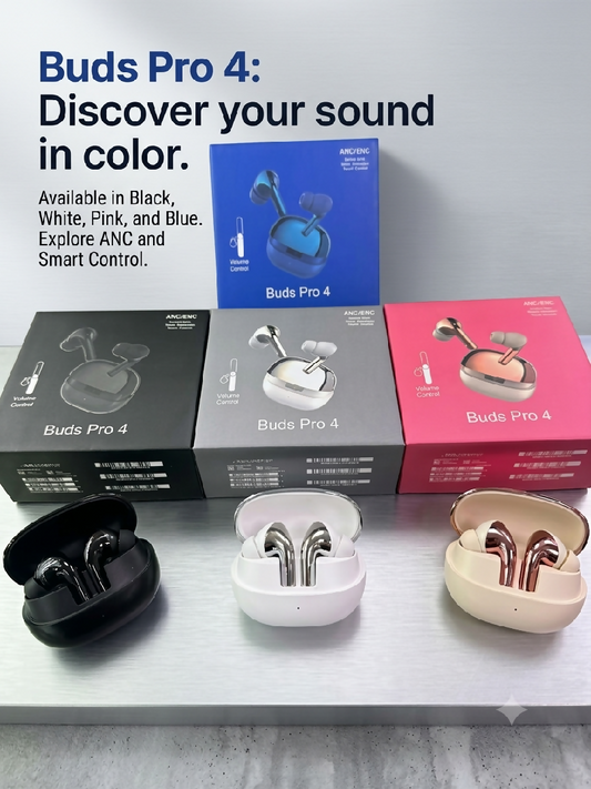 Buds 4 Pro Wireless Earbuds Bluetooth 5 Type C ENC Deep Bass Touch Control