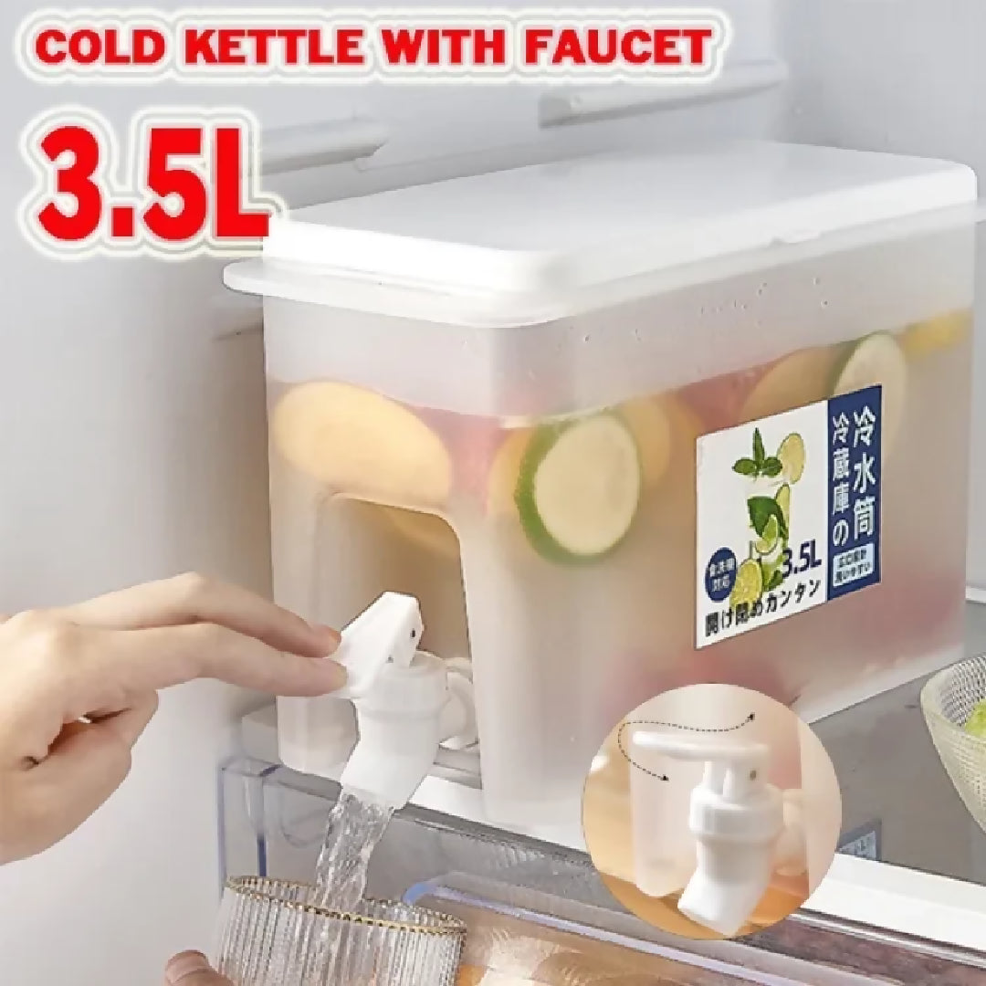 3-5Ltr Cooler Water Bottle Container For Kitchen SPACE-SAVING Cold Kettle with Faucet
