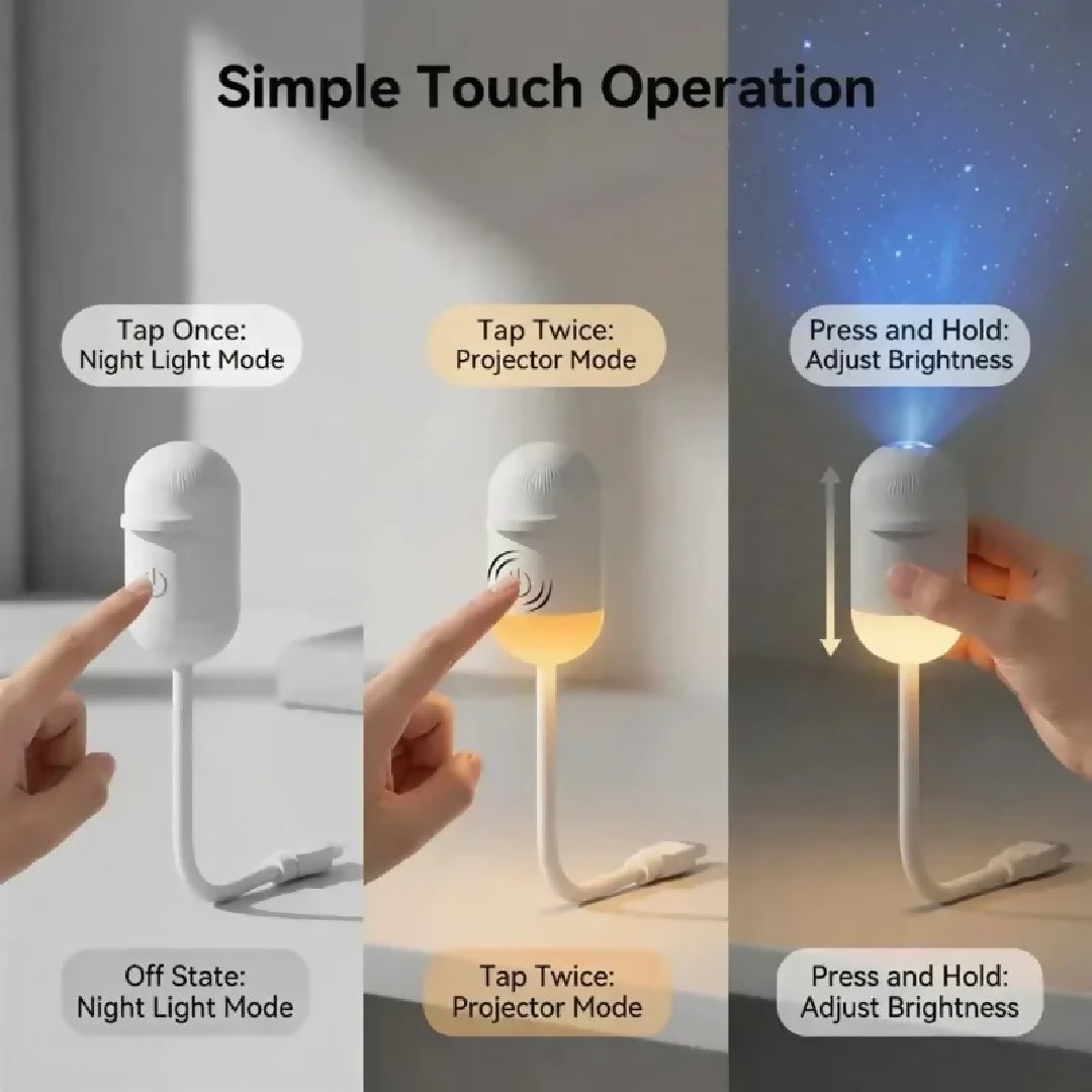 Galaxy Starry Sky Lamp Box 2-in-1 Projector Night Light with 3 Projection Lenses Built-in Night Light