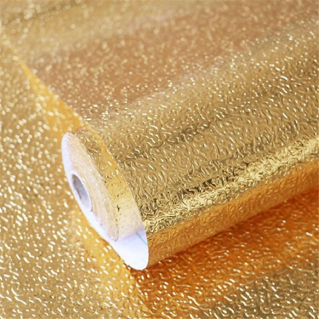 60 By 200 CM Size Foil Sheet Golden Aluminium Foil Aluminium Foil Sticker Aluminium Foil Sheet Kitchen Waterproof Self-Adhesive Golden