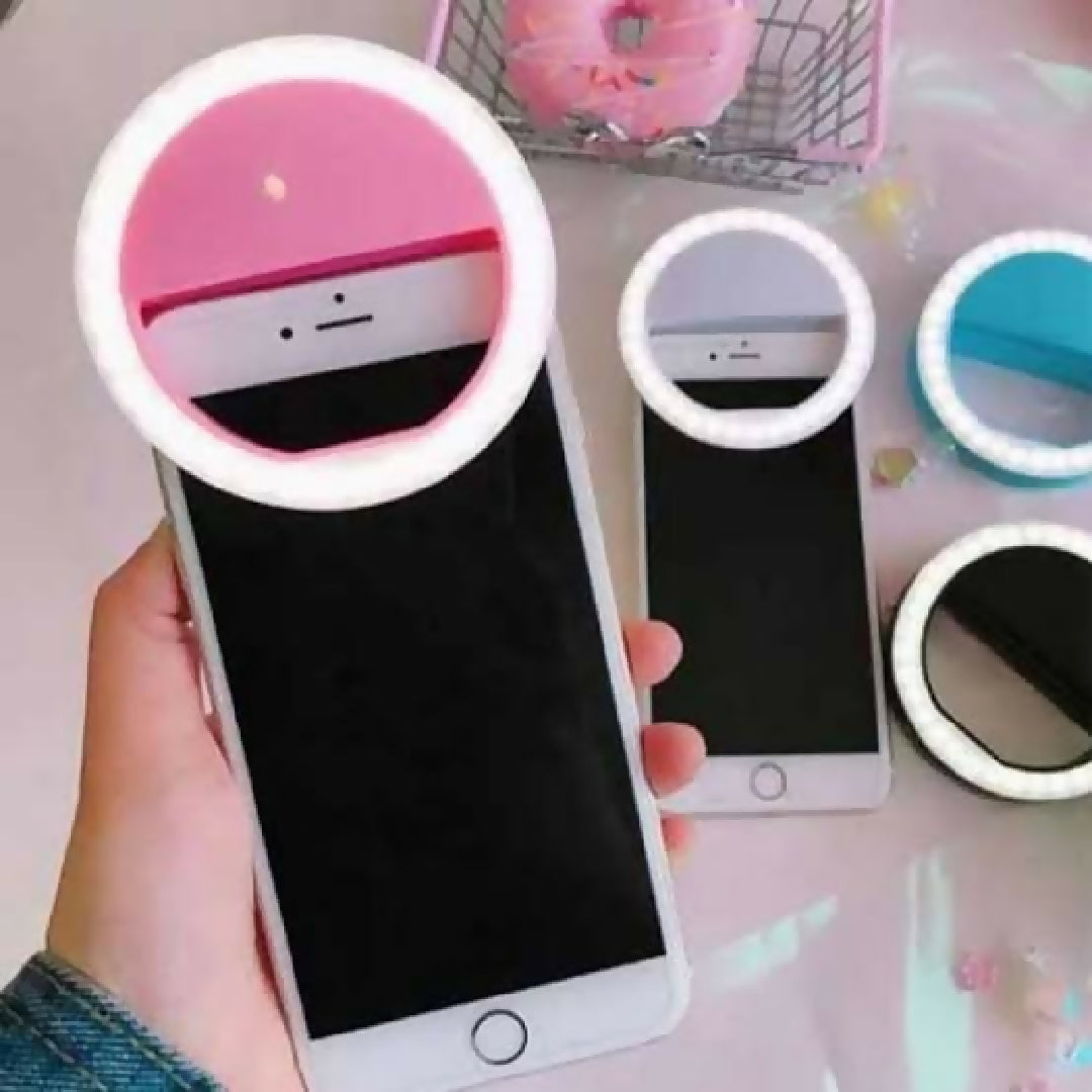 Rechargeable Mini Selfie Ring Light Portable Clip on LED Fill Light with 3 Brightness Levels for Smartphones Tablets And Laptops