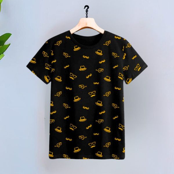 Short Sleeves T-shirt | Mostache-Hat | Black