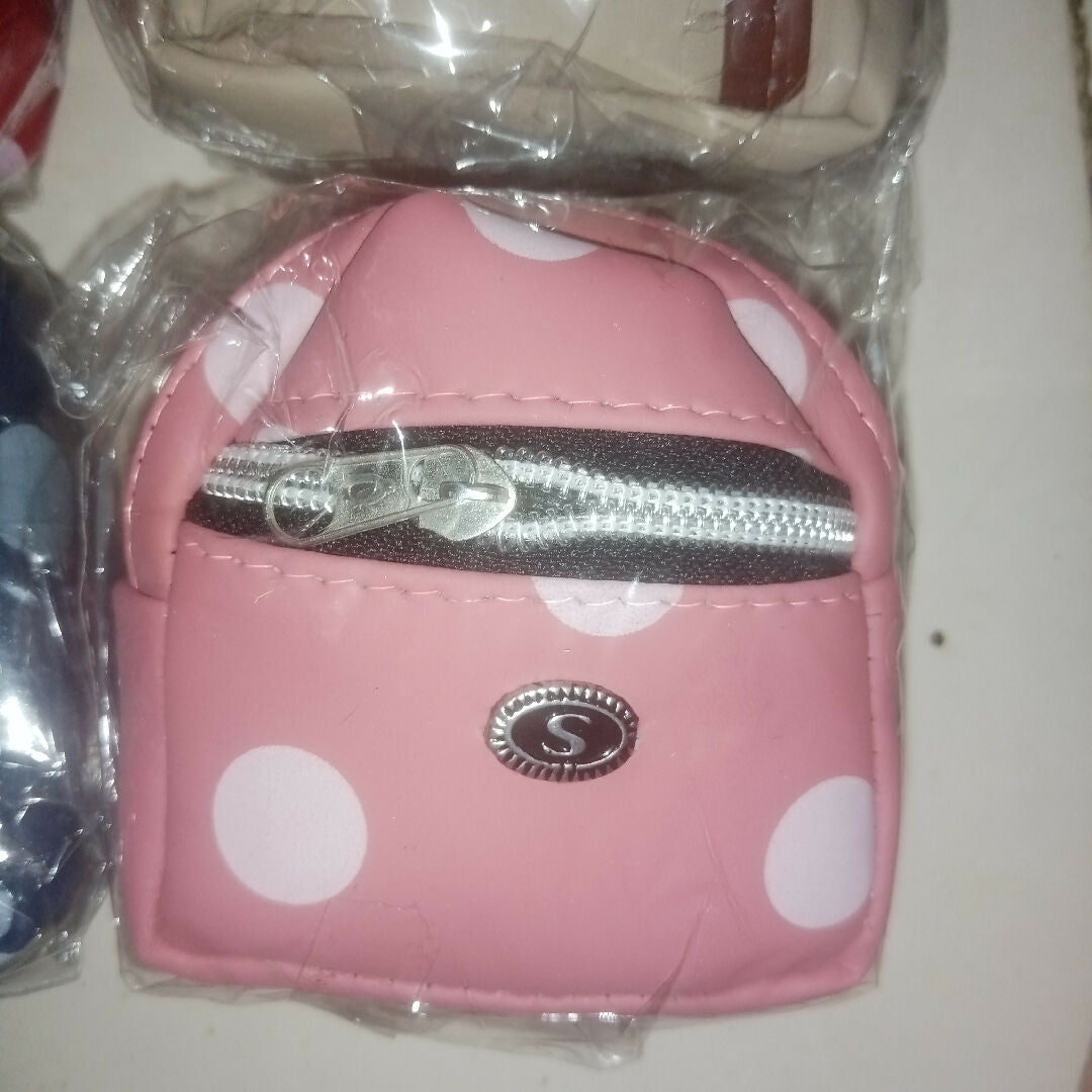 Mini Backpack Cute Cosmetic Bag for Women Creative Cute Pendant Keychain Keyrings PU Makeup Bag Key Lipstick Card Holder Data Cable Organizer Zipper Pouch