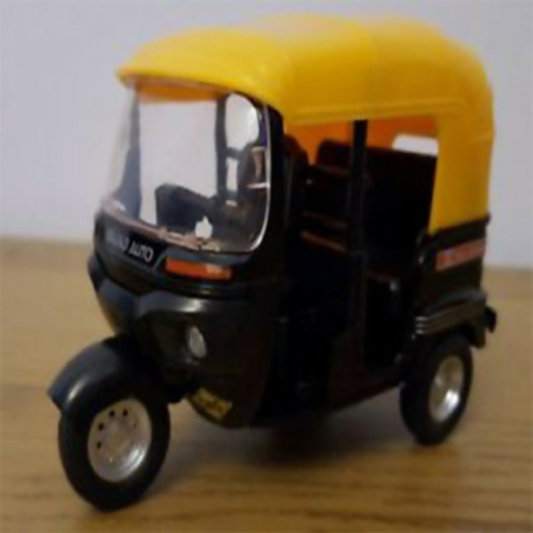 Toy Diecast Auto Rickshaw car Motor Tricycle Miniature Bemo Music Sound Light Model Free wheel can slide run like real CLASSIC TRICYCLE Three wheeled motorcycle alloy car model children taxi