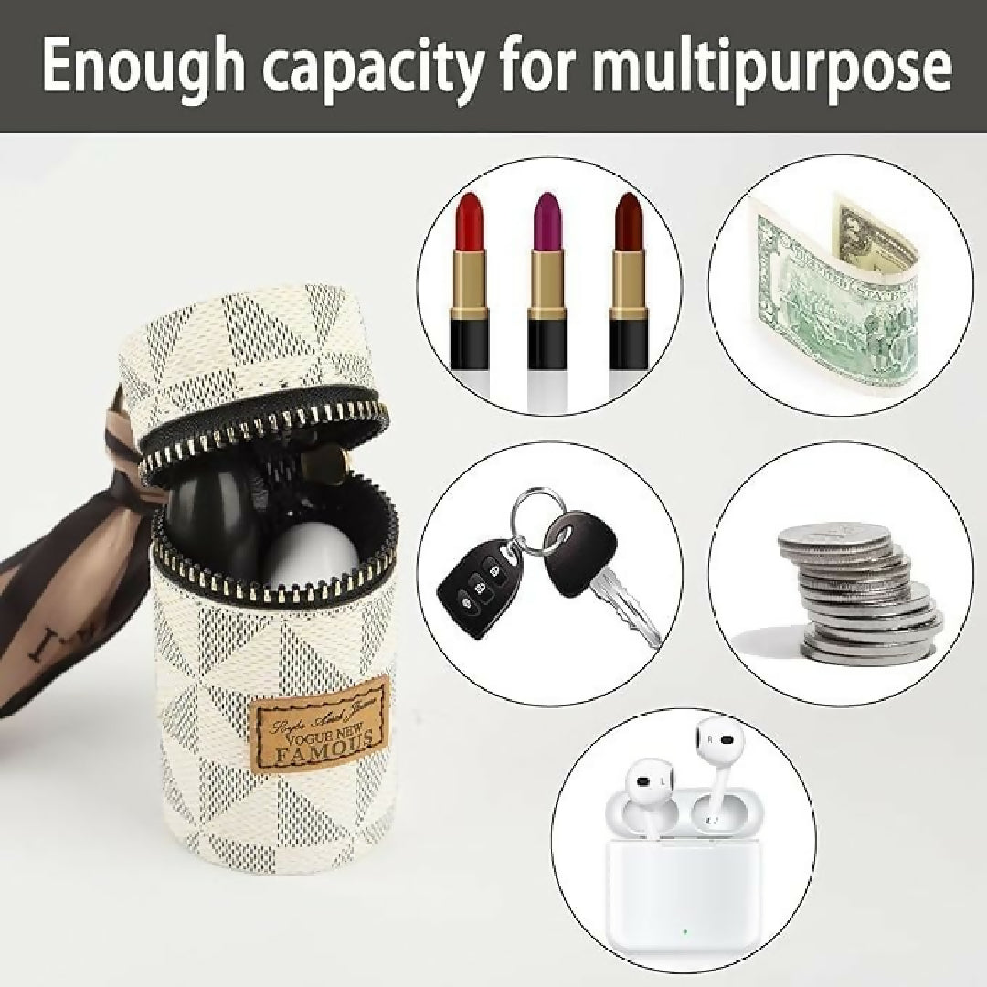 Designer Keychain Letter Key Lipstick Keychains Fashion PU Leather Purse Pendant Car Keyring Chain Charm Brown Flower Mini Bag Trinket Gift for Men Women 1pc