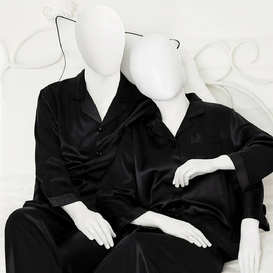 Couple Night Suit Silk Satin Pajama Set - Long Sleeve Top and Pants