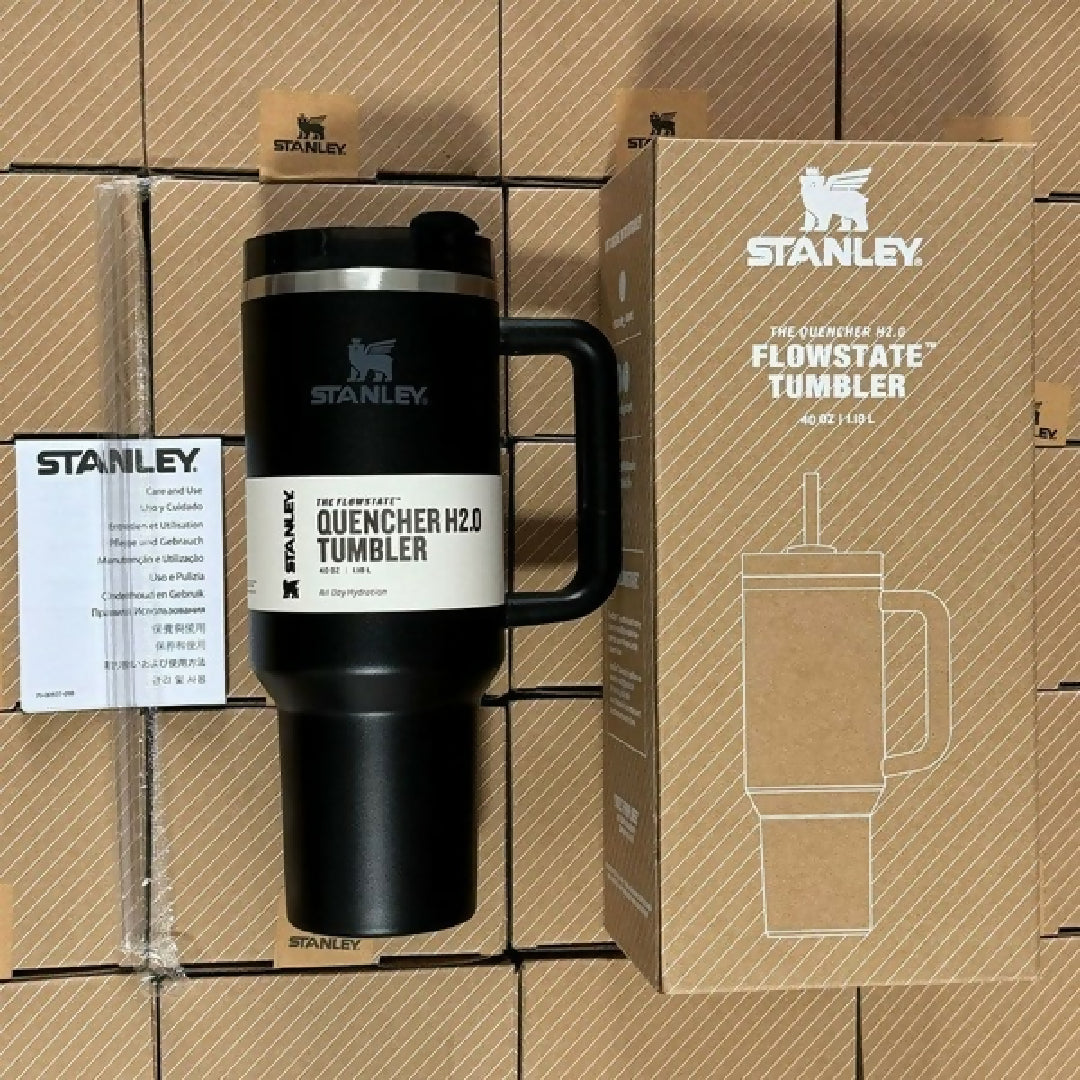 Stanley 40 Oz 1200ML Stainless Steel Vacuum Insulated Tumbler with Straw Leak-Proof Quencher Cup for Hot Cold Beverages Travel Mug Gym Water Bottle Coffee Thermos Random Colors Stanley With Box