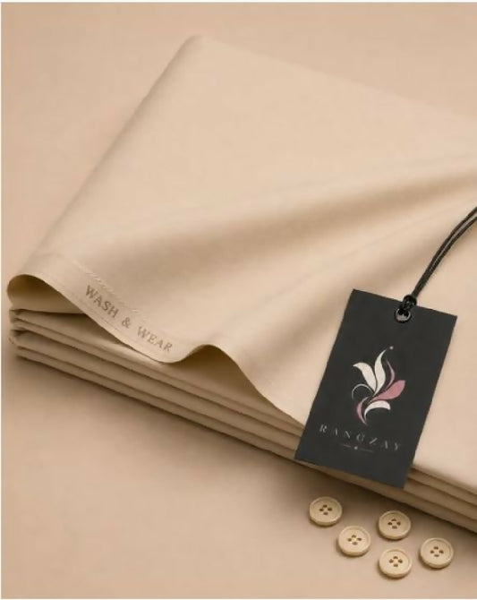 Beige Wash n Wear unstitched four meter fabric