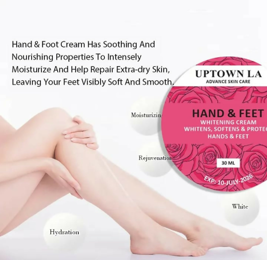 Uptown LA Hand Or Feet Whitening Cream Deep Moisturizing Brightening Care For Soft Smooth Glowing Skin
