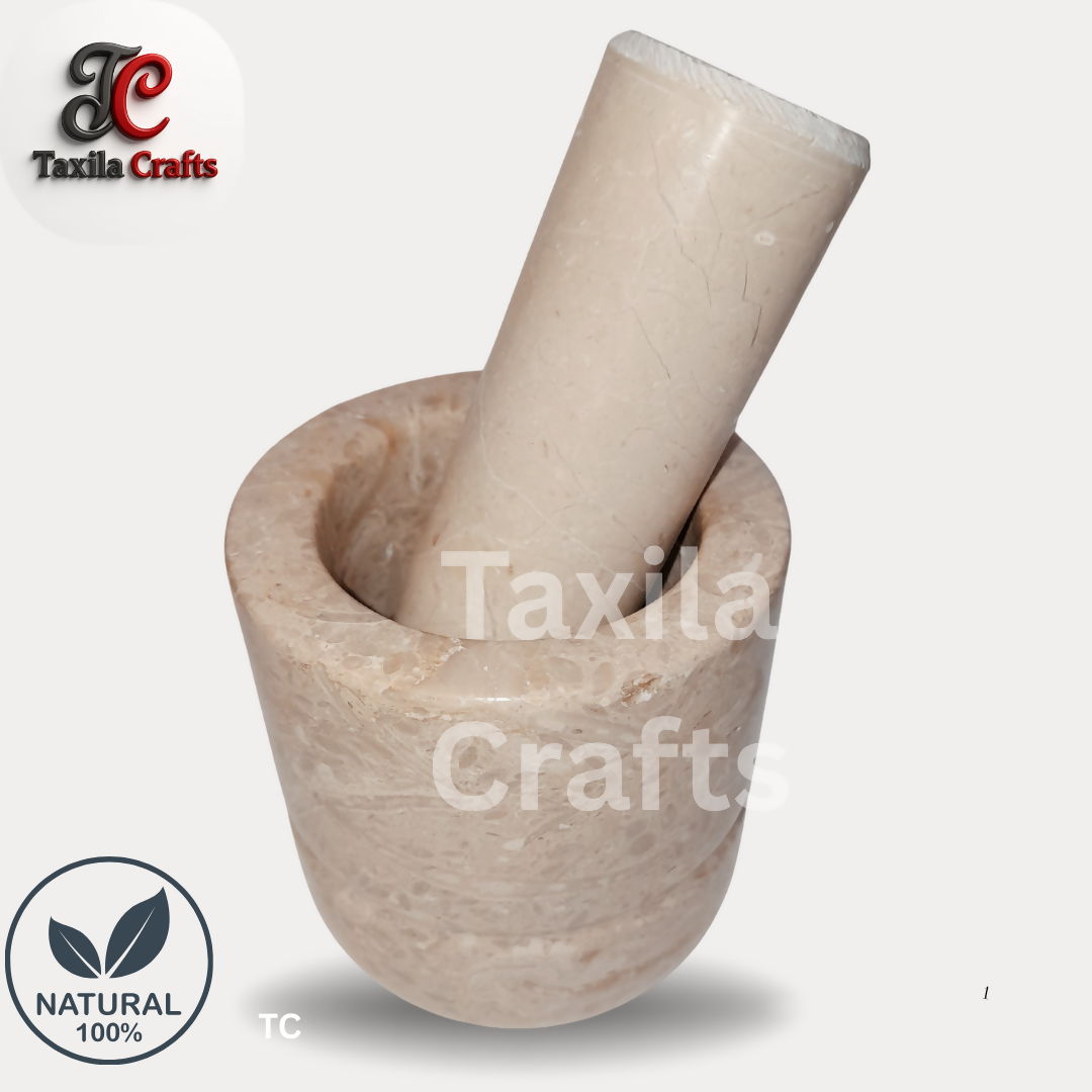 Small Size Teak Wood Marble Mortar Pestle 3 Inch Round Natural Stone Grinder
