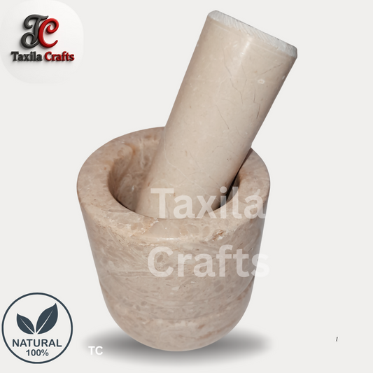 Small Size Teak Wood Marble Mortar Pestle 3 Inch Round Natural Stone Grinder