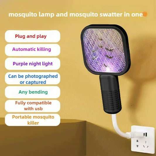 USB Charge Mosquito Killer Lamp Trap Machine Mosquito Killer Racket Electric Machar Mosquito Killer Repellent Machine Pocket Size Mosquito Killer Lamp Night Bulb Mosquito Catcher UV Light Mini Electric Mosquito Repellent for Indoor and Outdoor