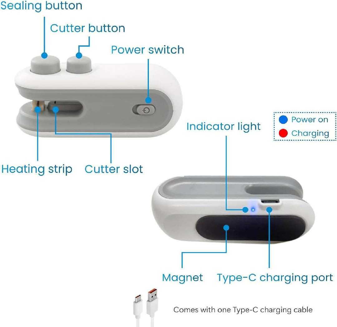 Mini Rechargeable Sealer Food Heat Bag Sealing Machine Package Sealing Bags Heat Plastic Food Bag Closing Portable Sealer