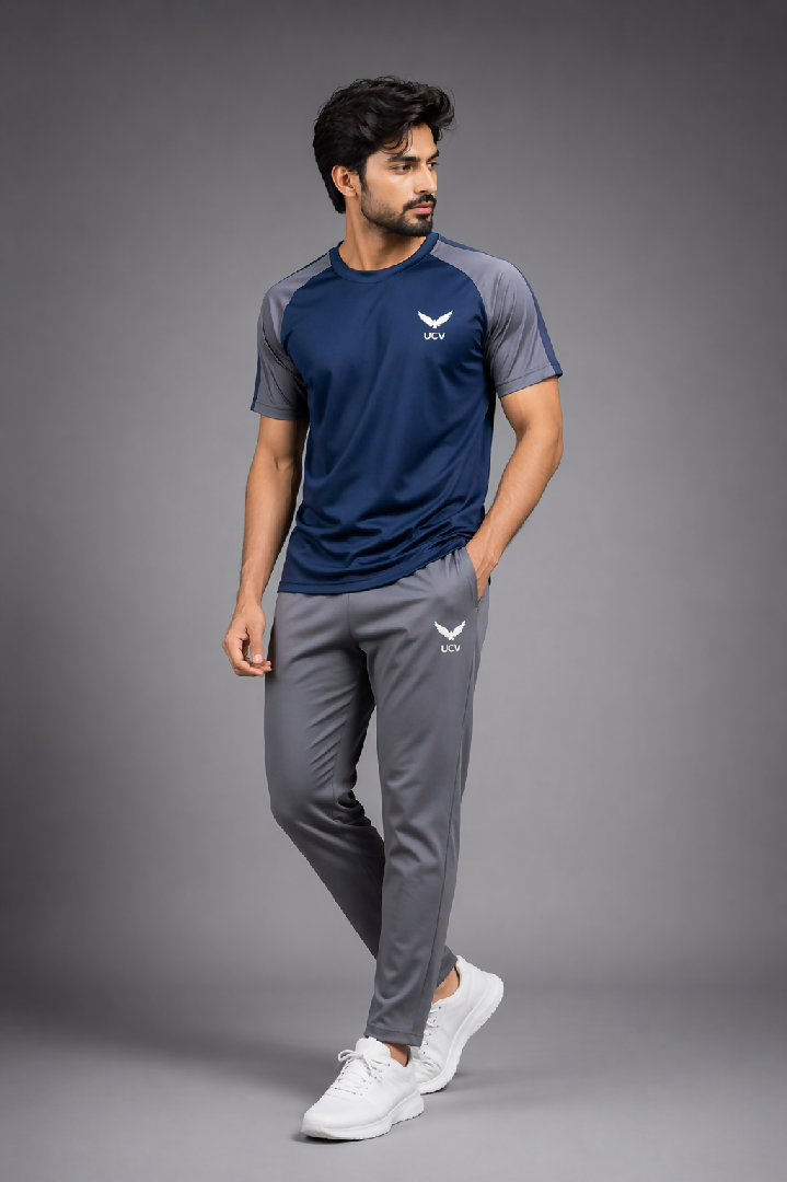 Premium Track Suit Navy Grey Polyester