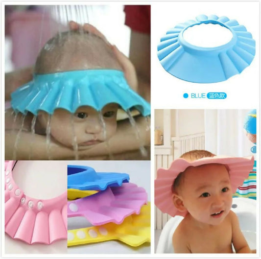 Baby Shower Cap Children Safe Bath Bathing Shampoo Caps Wash Hair Adjustable Elastic Shield For Kids Protective Bath Accessories (Random Color)