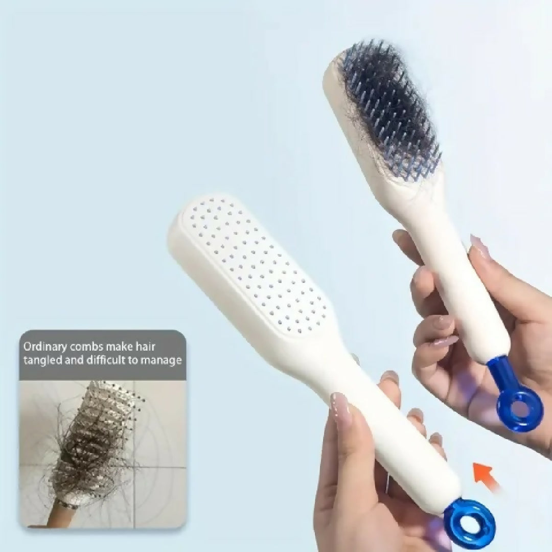 Self Cleaning Magic Hair Brush - One-Click Cleaning Telescopic Hair Comb - Random Color