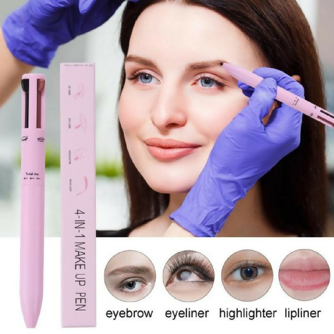 Multi-effect 4 In 1 Eyeliner Eyebrow Pencil Contour Pen Long Lasting Waterproof for Girls - Eyeliner Lipstick Highlighter Brow Liner All In One - Random Color