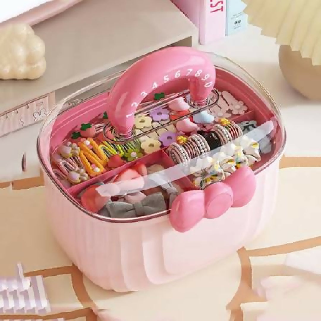 Princess Beauty Organizer Box Cute Lockable Hair Accessories Storage Case